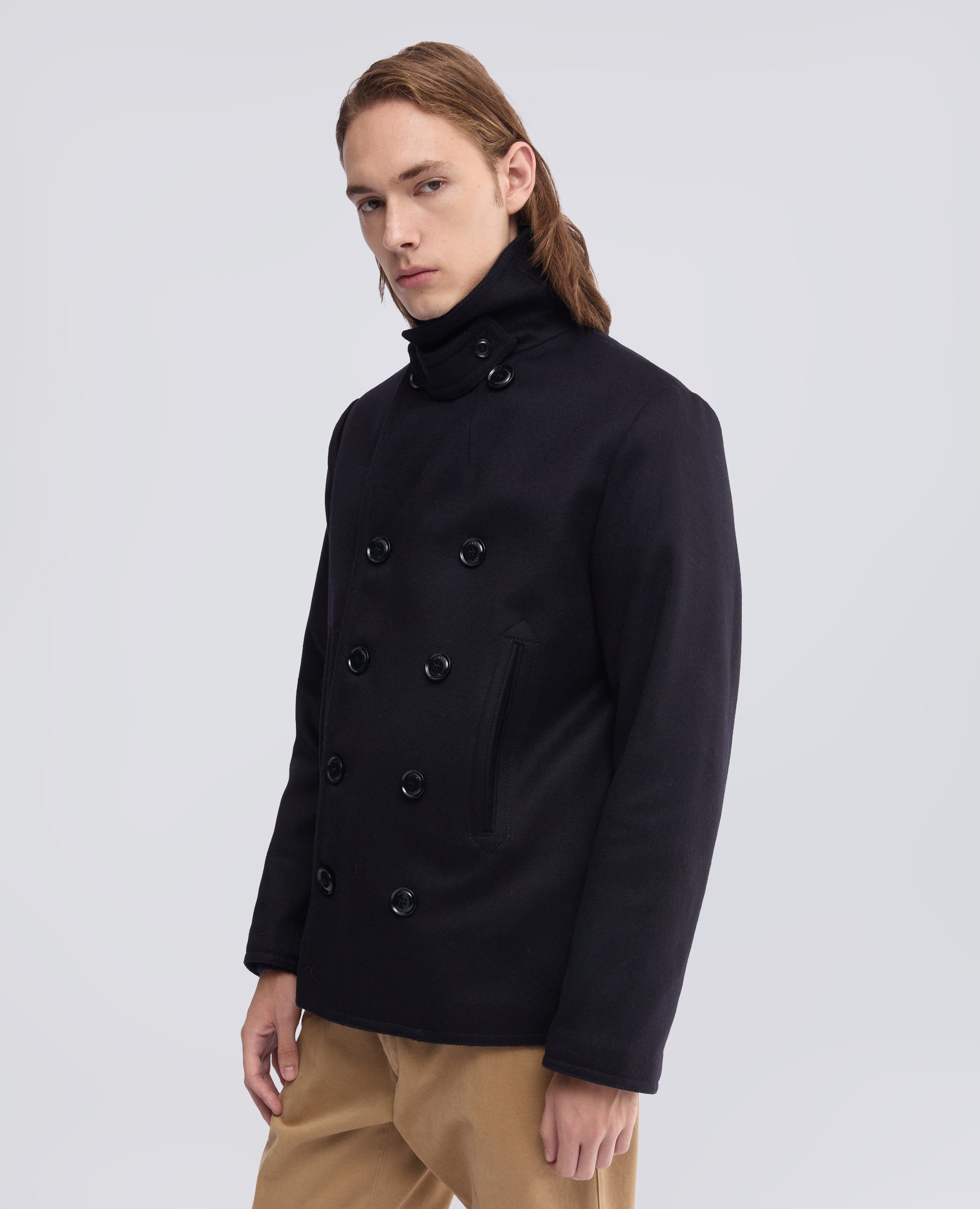 PEACOAT IN LODEN DI LANA E ALPACA IMBOTTITO CON THERMORE - BLU - ASPESI