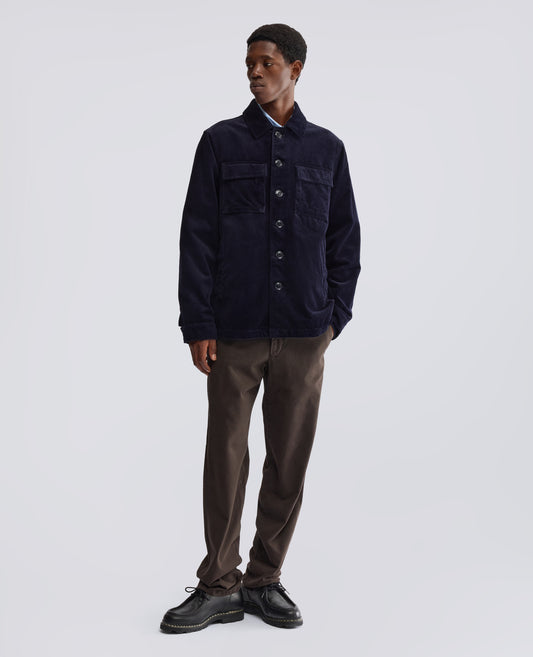 BLOUSON AUS BAUMWOLL-CORD IN ENGLISCHER RIPPE, GEFUTTERT MIT WOLLFLANELL - BLAU - ASPESI