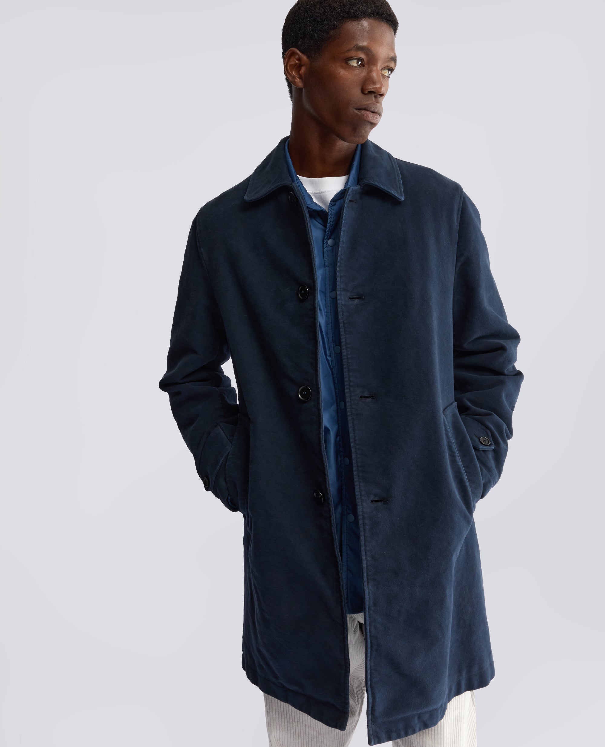 CAPPOTTO PERFETTO IN FUSTAGNO DI COTONE - BLU - ASPESI