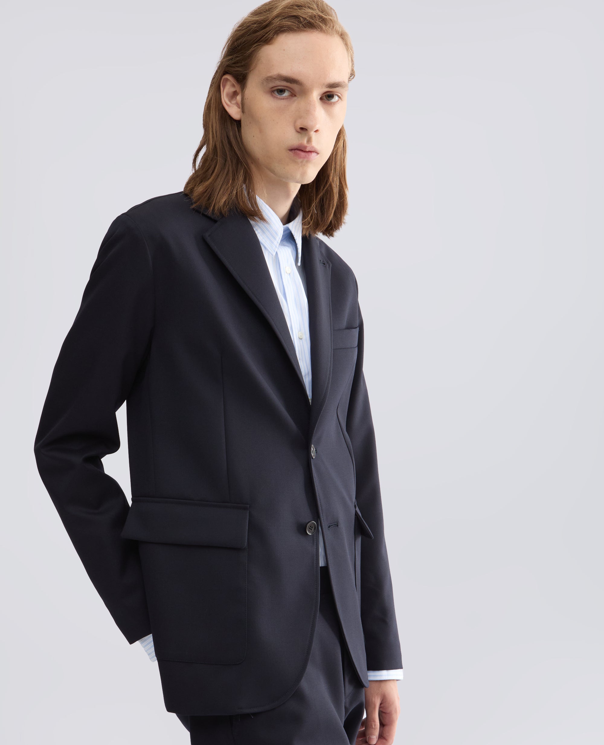 BLAZER IN GABARDINA DI PURA LANA VERGINE - BLU - ASPESI