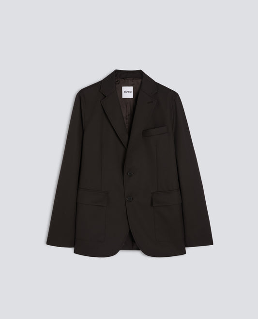 BLAZER IN GABARDINA DI PURA LANA VERGINE - MARRONE - ASPESI