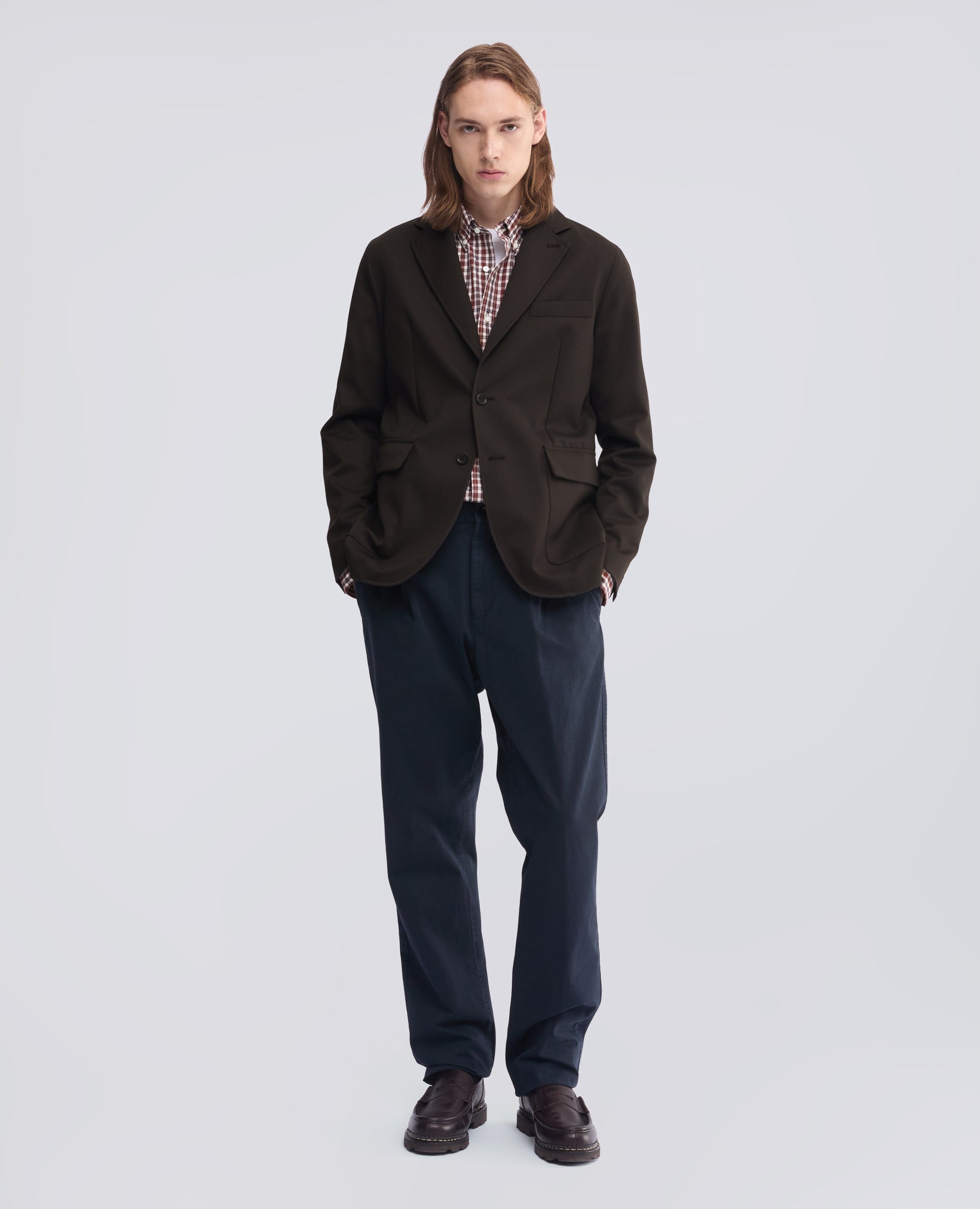 BLAZER IN GABARDINA DI PURA LANA VERGINE - MARRONE - ASPESI