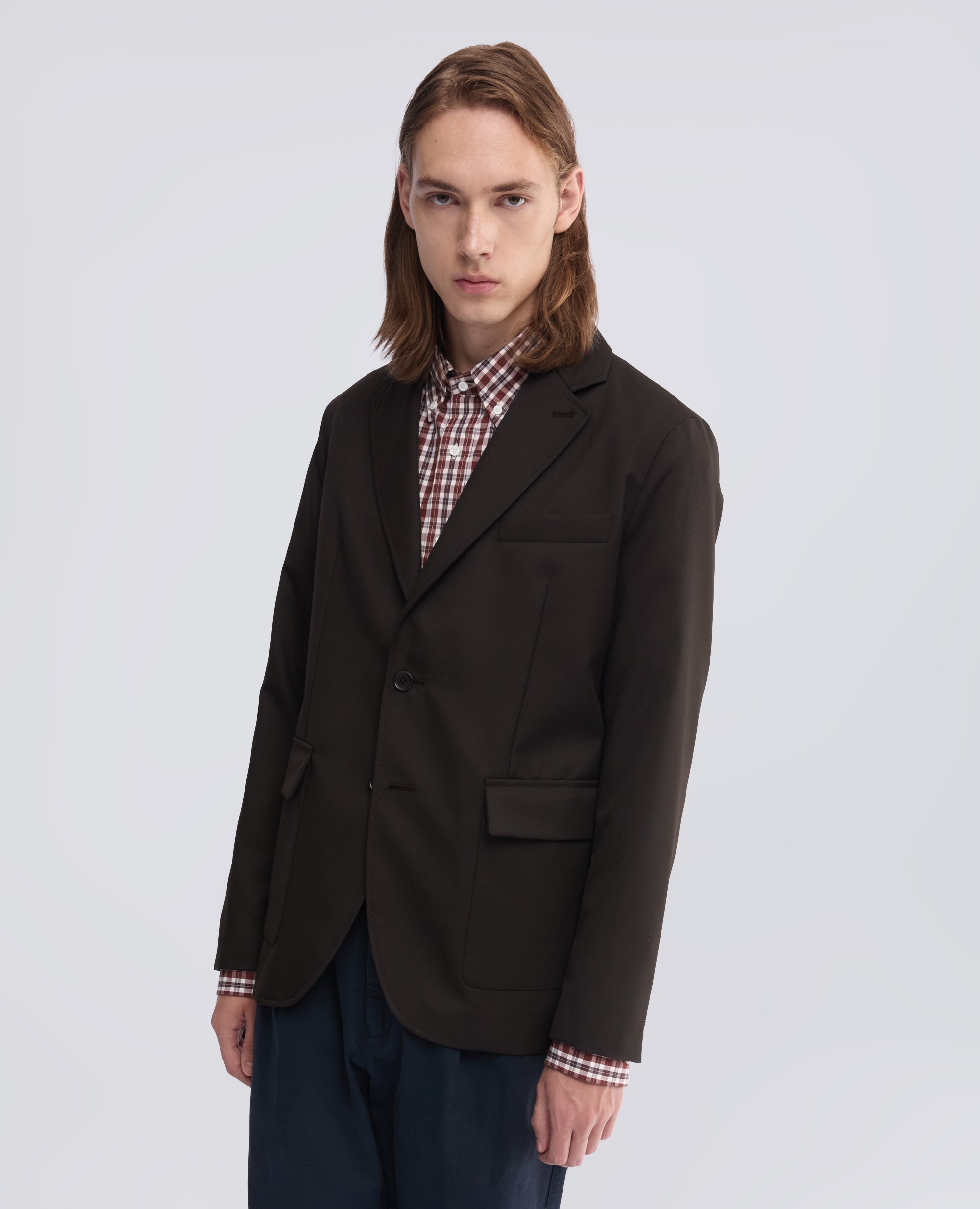 BLAZER IN GABARDINA DI PURA LANA VERGINE - MARRONE - ASPESI