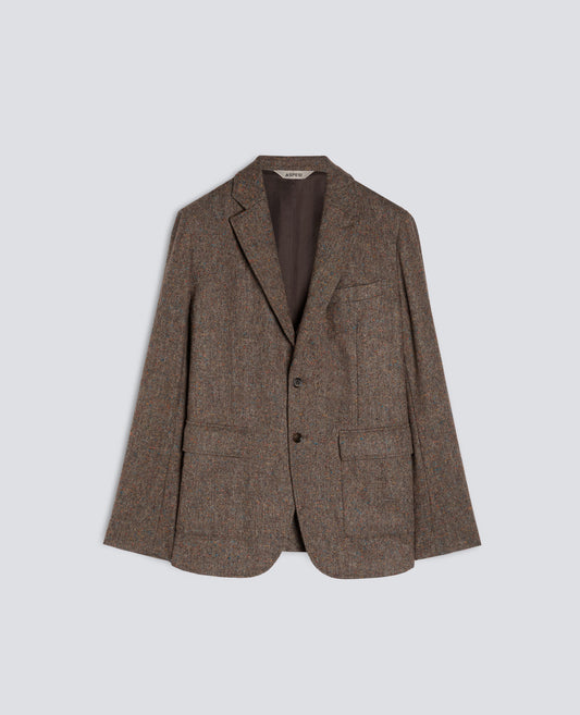 YARN-DYED PURE VIRGIN WOOL BLAZER - MARRONE - ASPESI