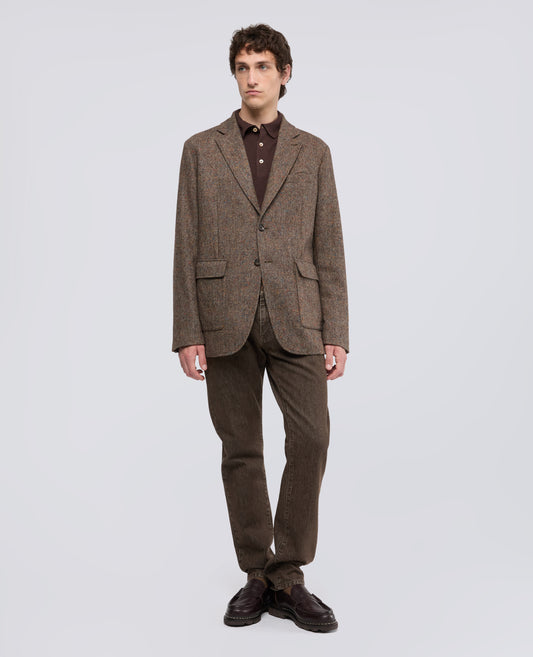 YARN-DYED PURE VIRGIN WOOL BLAZER - MARRONE - ASPESI
