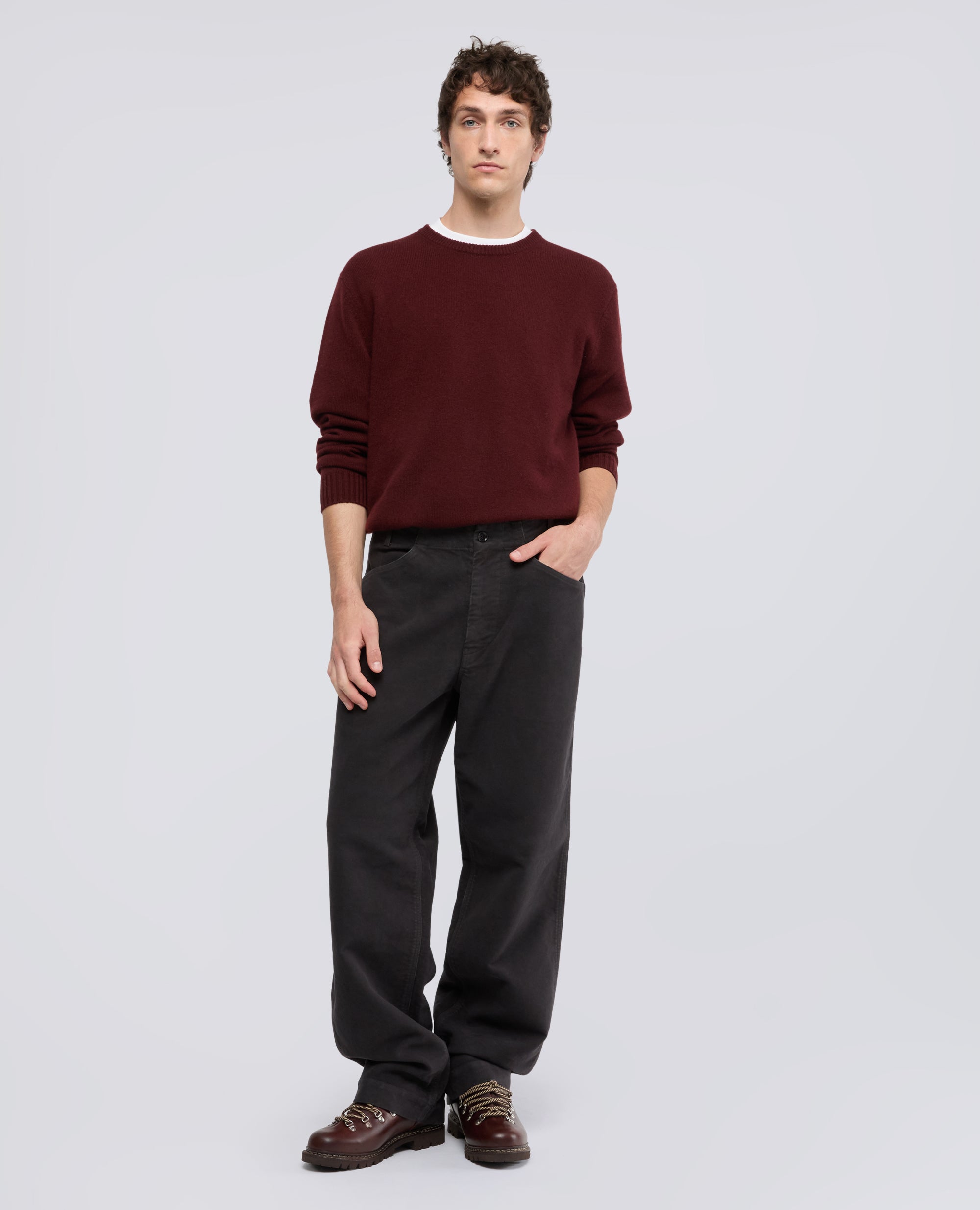 PANTALONE IN FUSTAGNO DI COTONE TINTO CAPO - MARRONE - ASPESI