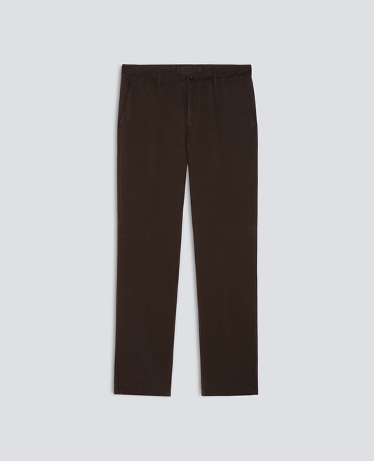 GARMENT-DYED SANDED COTTON GABARDINE TROUSERS - BROWN - ASPESI
