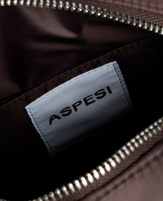 BORSA POCHETTE TRAPUNTATA IN NYLON - MARRONE - ASPESI