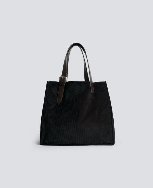 COTTON CORDUROY BAG - BLACK - ASPESI