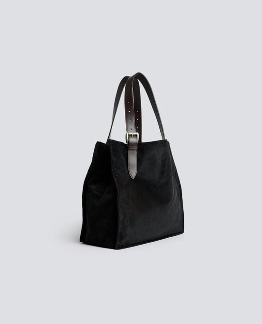 COTTON CORDUROY BAG - BLACK - ASPESI
