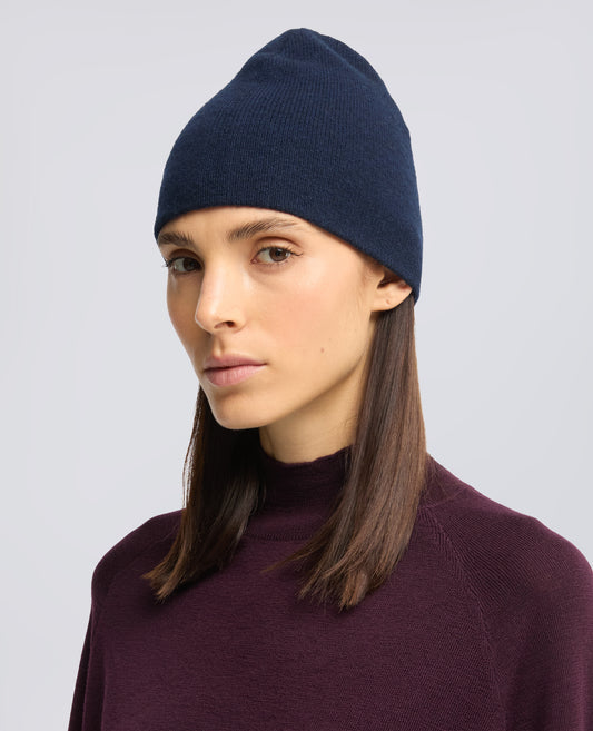 WOOL, CASHMERE AND YAK BEANIE - BLU - ASPESI