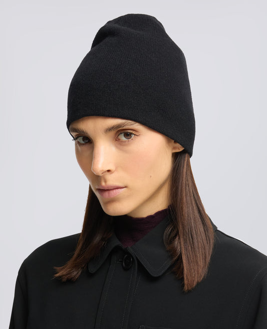 WOOL, CASHMERE AND YAK BEANIE - NERO - ASPESI