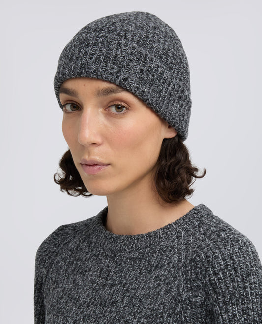 RIBBED WOOL BEANIE - GRIGIO - ASPESI