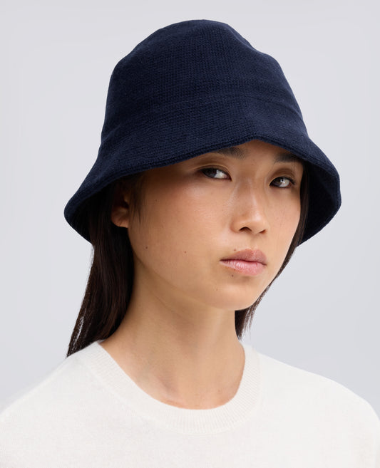 CASHMERE AND WOOL HAT - BLUE - ASPESI