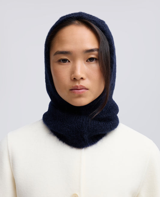 MOHAIR AND WOOL KNIT BALACLAVA - BLU - ASPESI