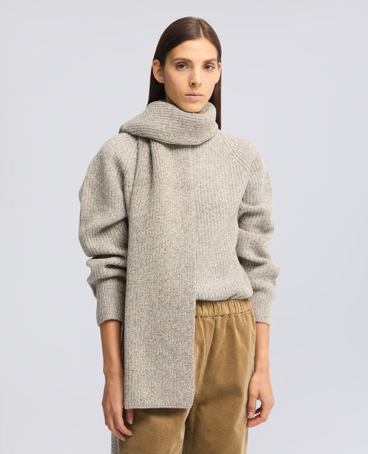 RIBBED WOOL SCARF - BEIGE - ASPESI
