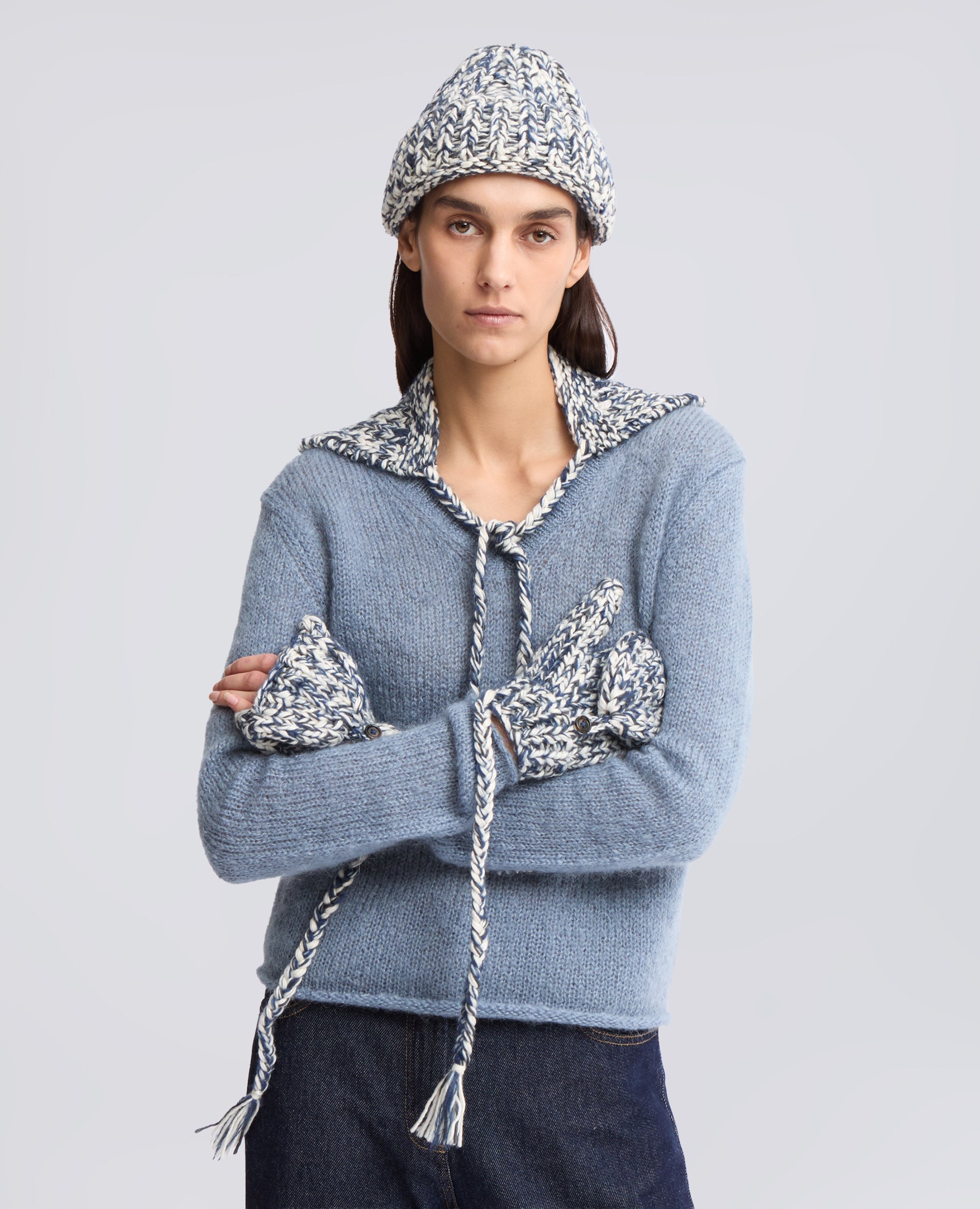 COLLETTO IN LANA VERGINE E MOHAIR FATTO A MANO - MULTICOLOR - ASPESI