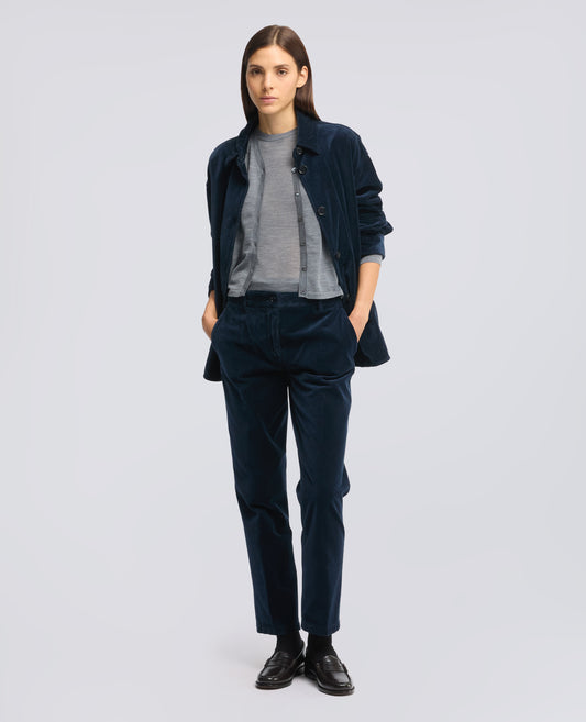 PANTALON DE TERCIOPELO LISO - BLU - ASPESI