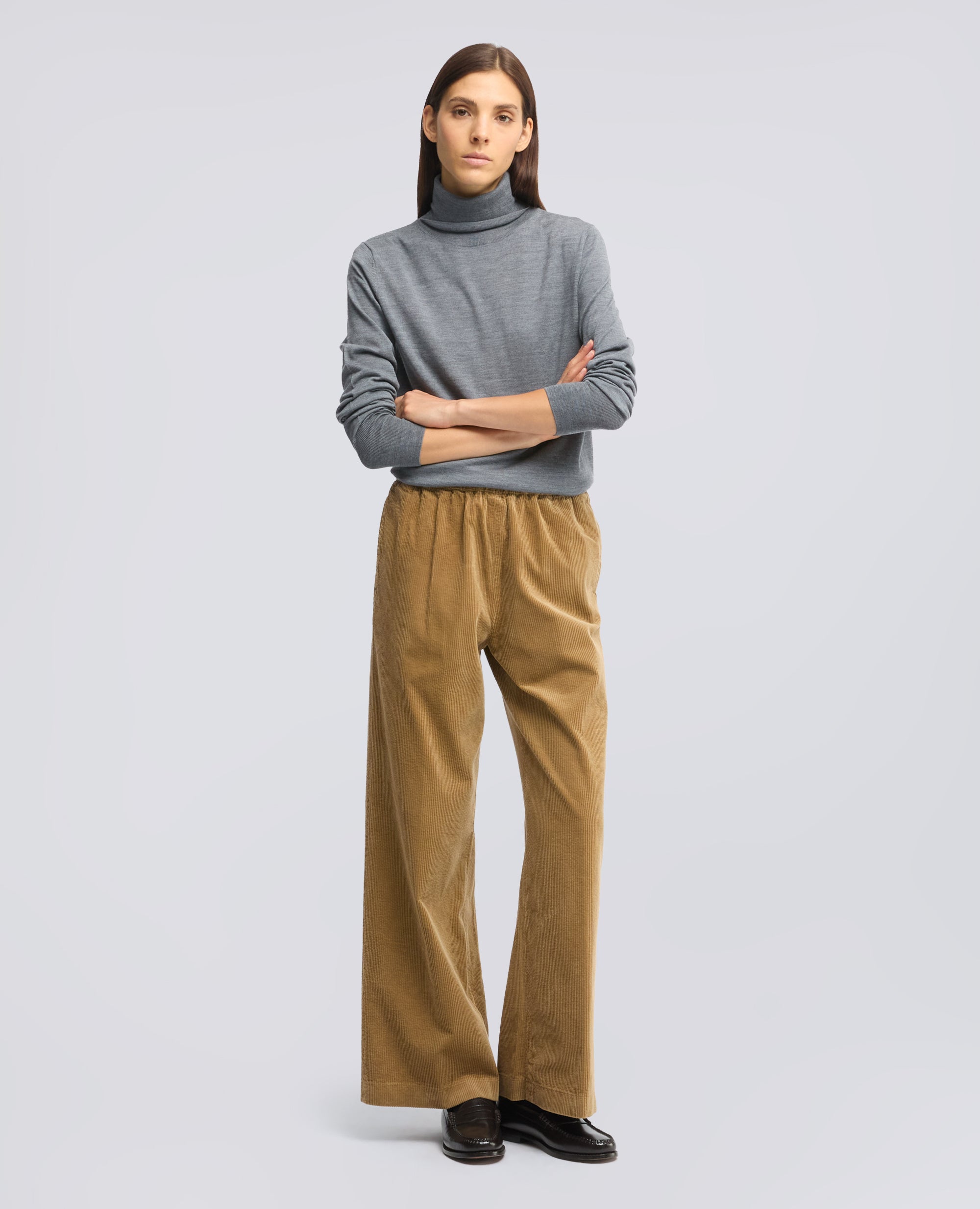 PANTALONE IN VELLUTO A COSTE CON ELASTICO - BEIGE - ASPESI
