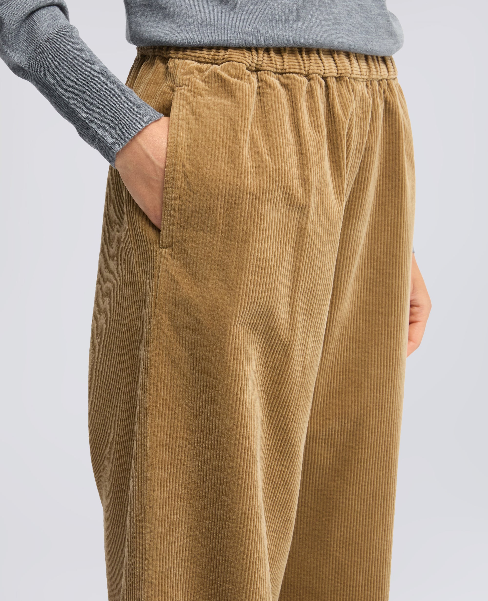 PANTALONE IN VELLUTO A COSTE CON ELASTICO - BEIGE - ASPESI