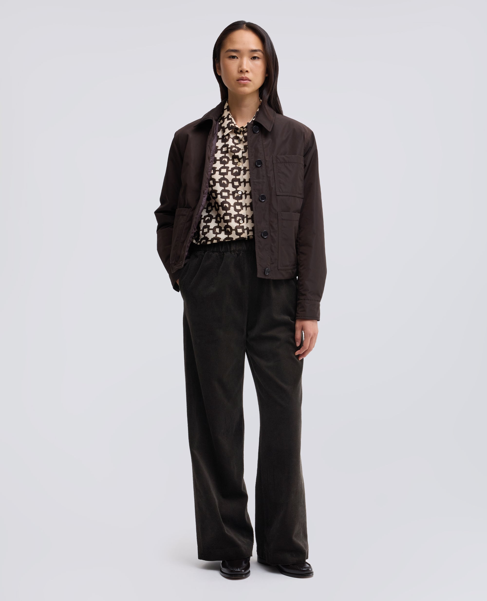 PANTALONE IN VELLUTO A COSTE CON ELASTICO - MARRONE - ASPESI