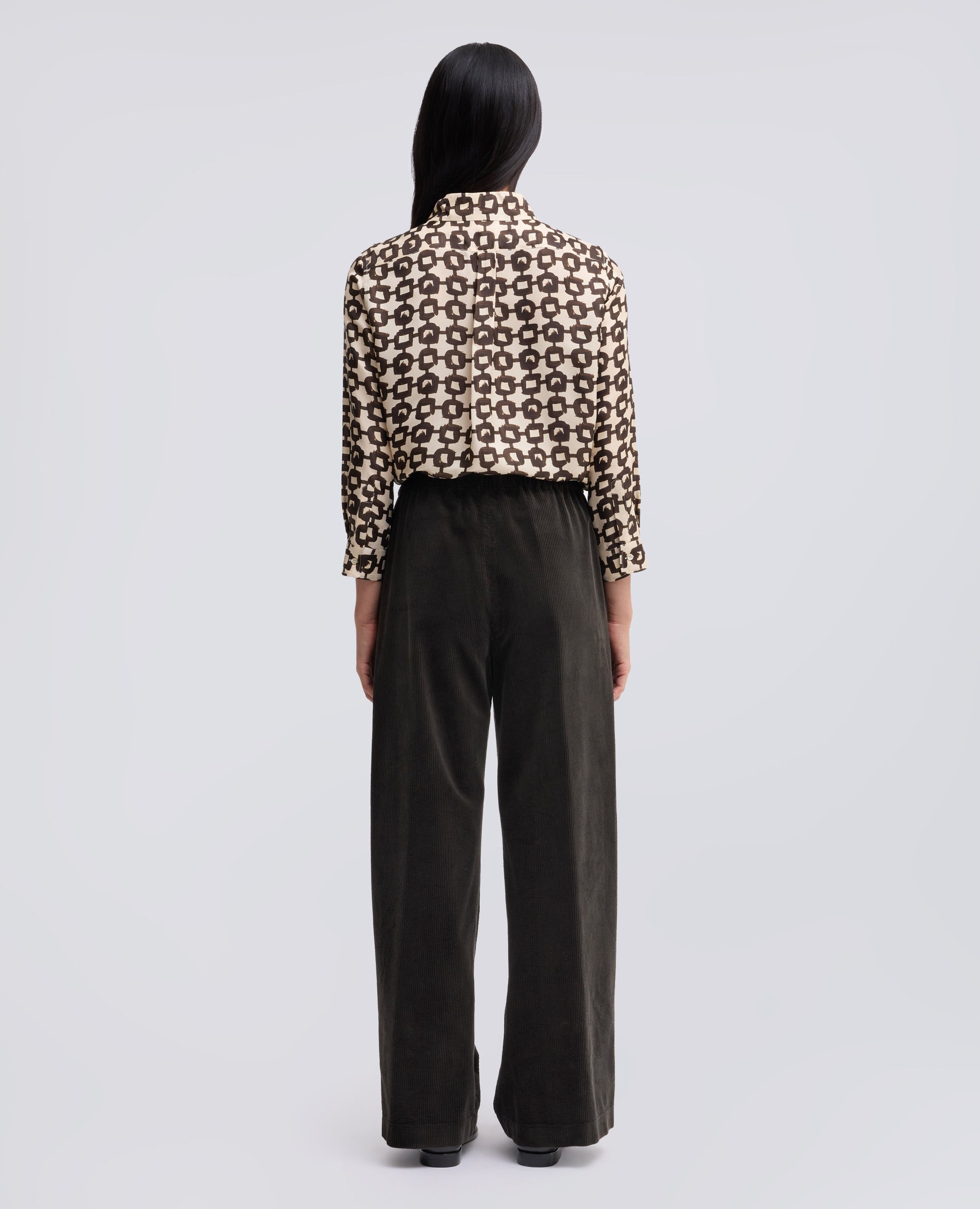 PANTALONE IN VELLUTO A COSTE CON ELASTICO - MARRONE - ASPESI