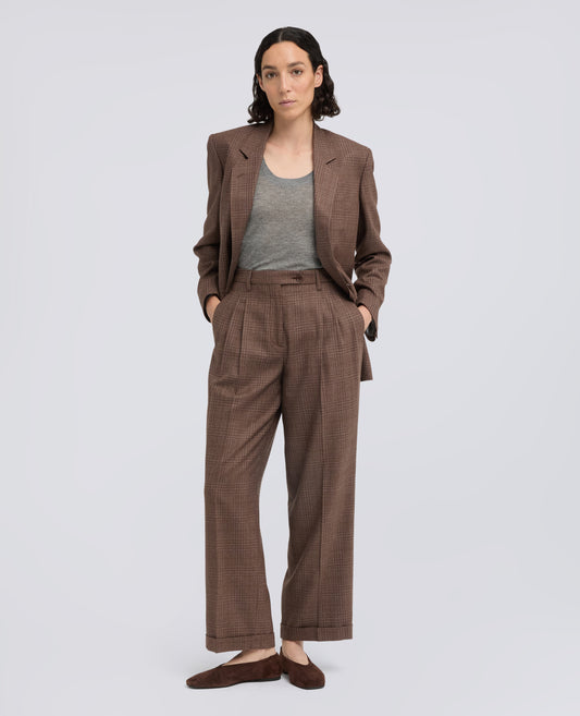 HOSE AUS SEIDEN-SCHURWOLL-SEGELTUCH - MARRONE - ASPESI