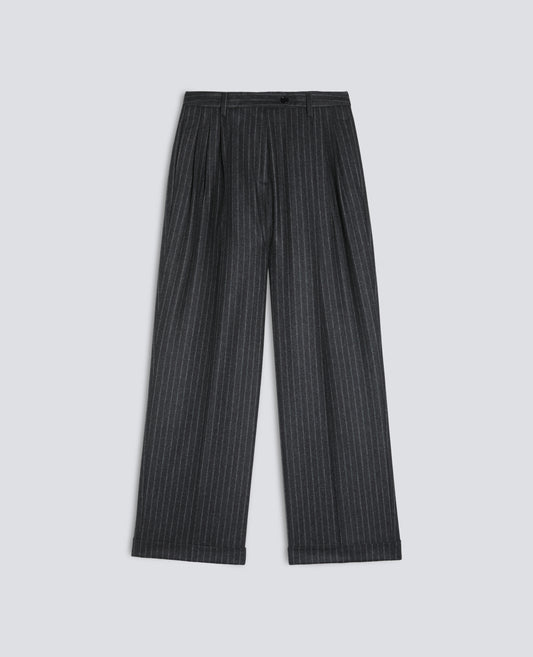 PANTALONE IN FLANELLA DI LANA VERGINE - GRIGIO - ASPESI