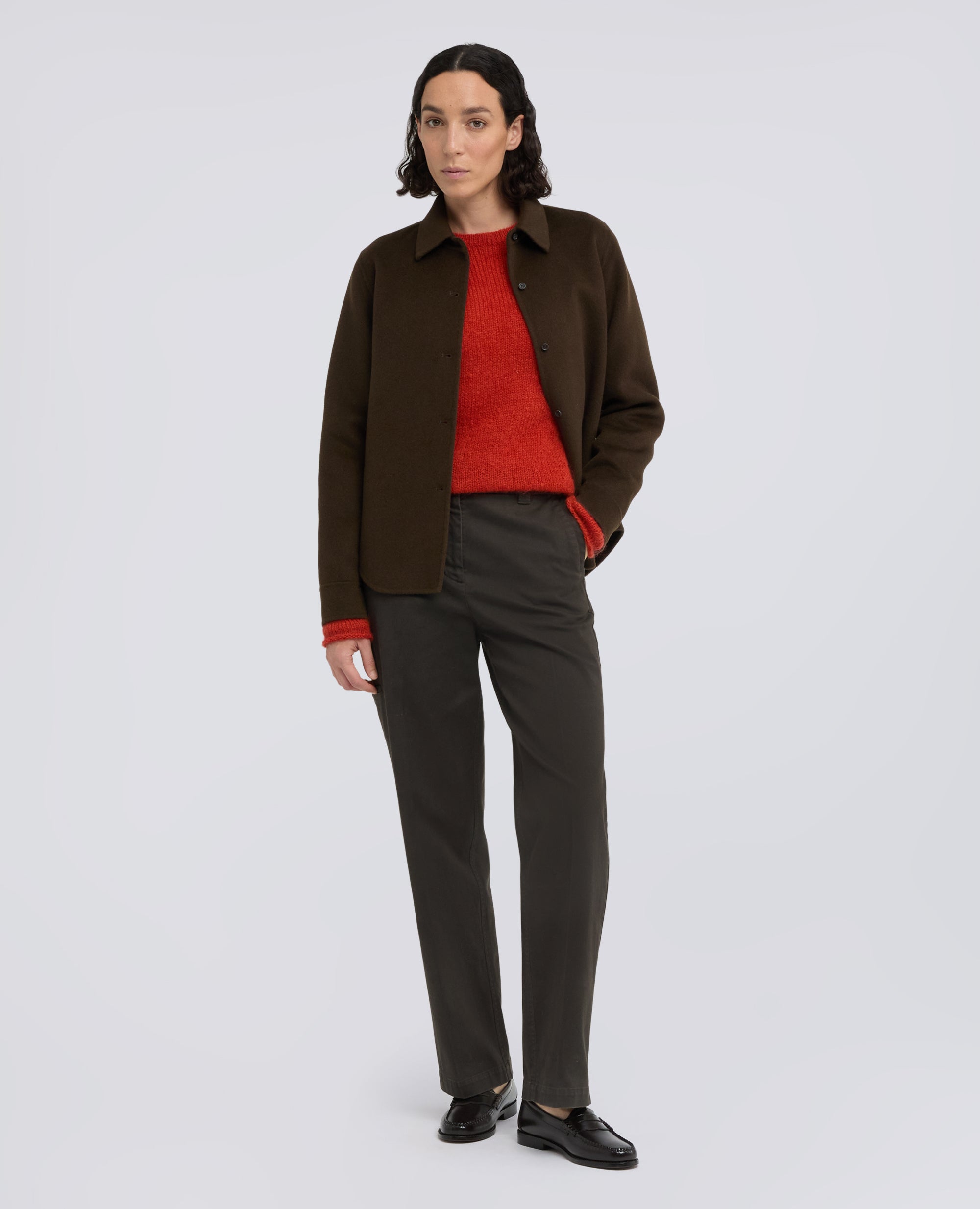 PANTALON EN GABARDINE DE COTON - MARRONE - ASPESI