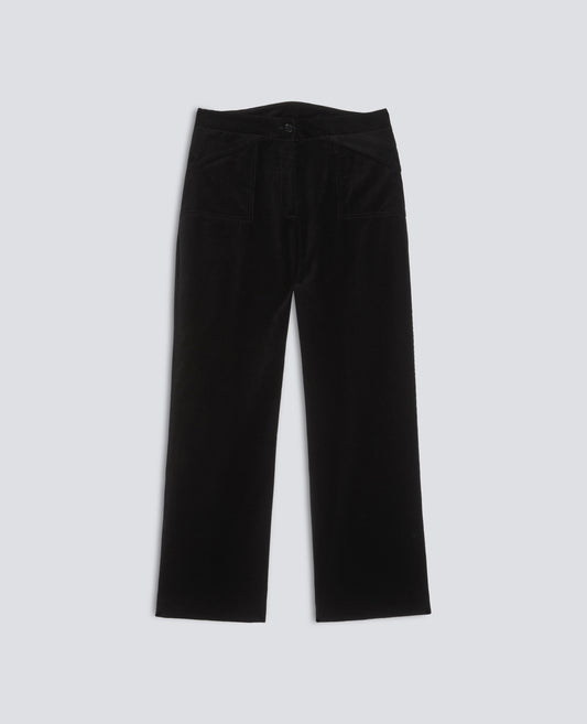 PANTALONE A VITA ALTA IN VELLUTO 1000 RIGHE DI COTONE COMFORT - NERO - ASPESI