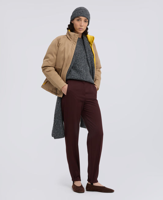 PANTALON DE TALLE ALTO EN GABARDINA DE LANA VIRGEN - MARRONE - ASPESI