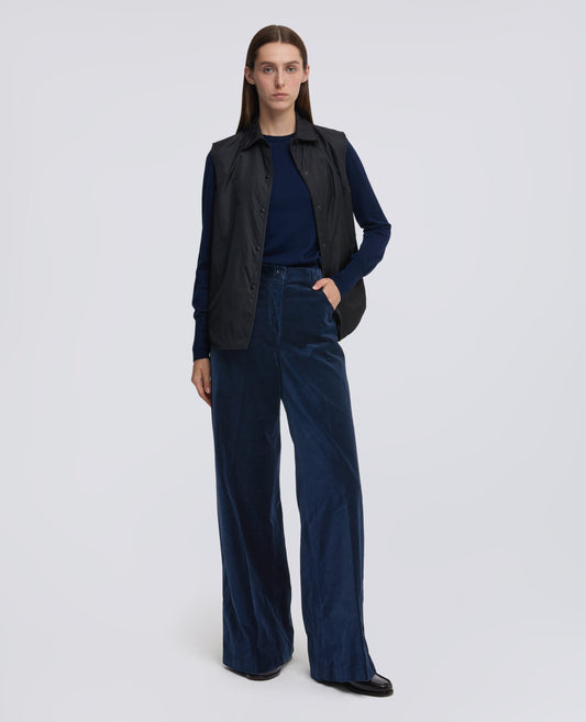 PANTALON ANCHO DE TERCIOPELO LISO - BLU - ASPESI