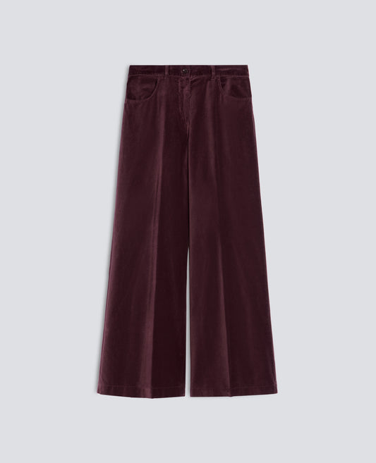 SMOOTH VELVET WIDE TROUSERS - ROSSO - ASPESI