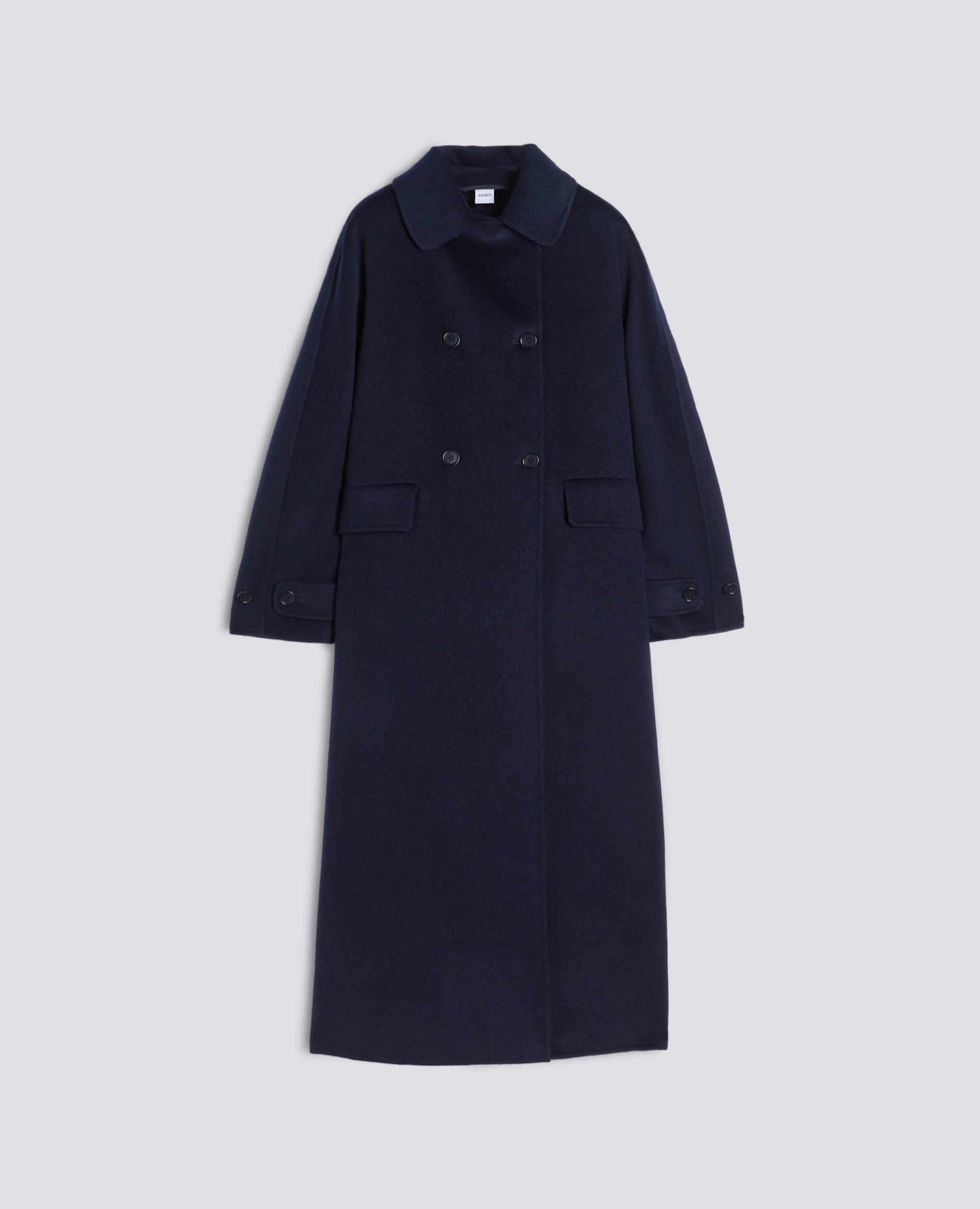 MANTEAU EN DOUBLE DE LAINE EFFET CASTOR - BLEU - ASPESI