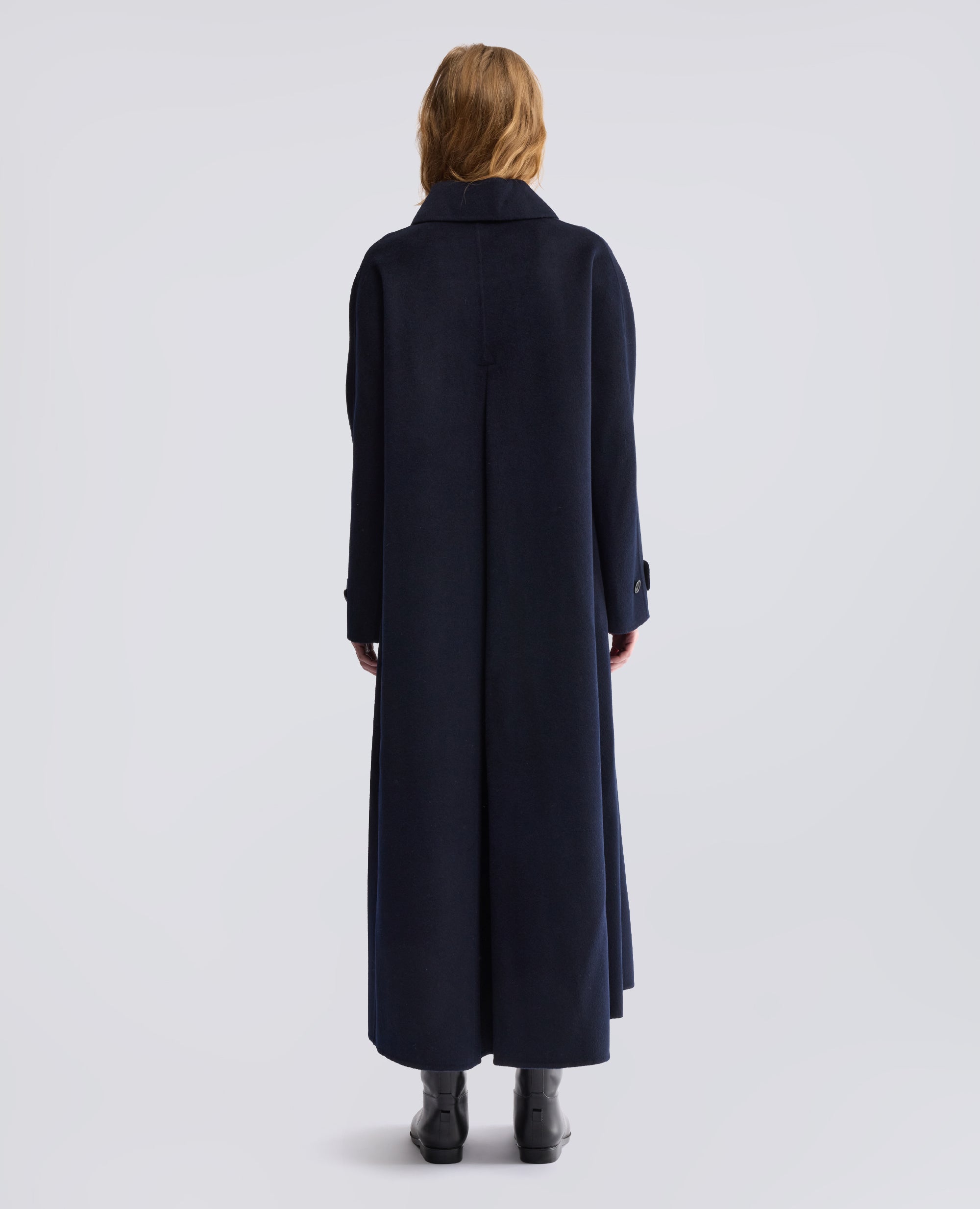 MANTEAU EN DOUBLE DE LAINE EFFET CASTOR - BLEU - ASPESI