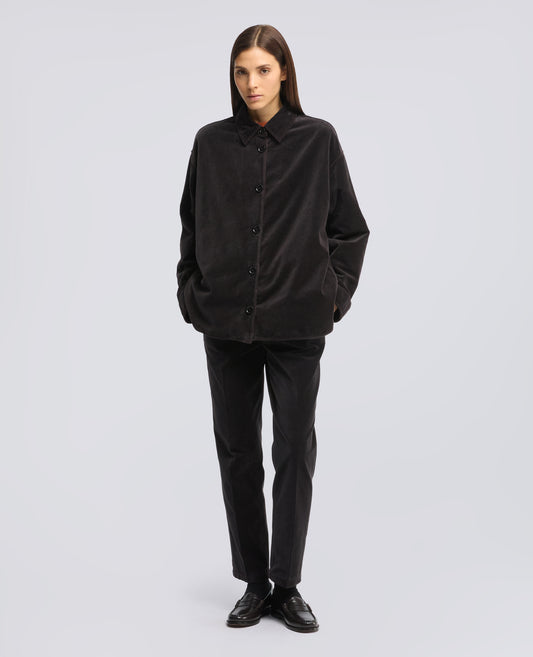 HEMDJACKE AUS SAMT - MARRONE - ASPESI