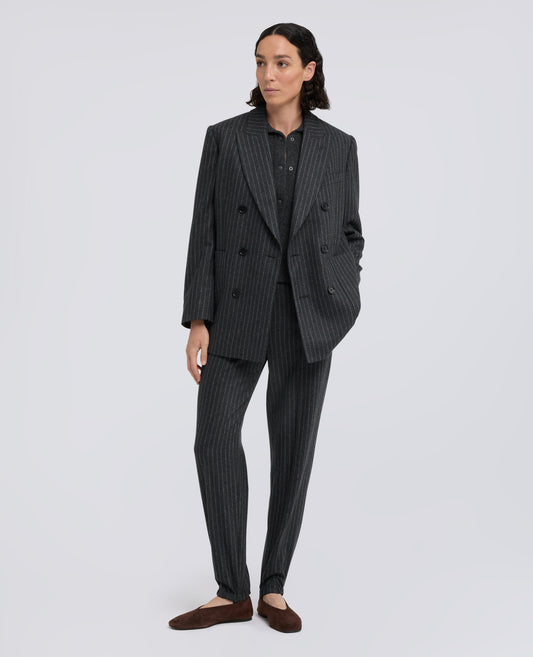 JACKE MIT NADELSTREIFEN AUS REINEM SCHURWOLL-FLANELL - GRIGIO - ASPESI