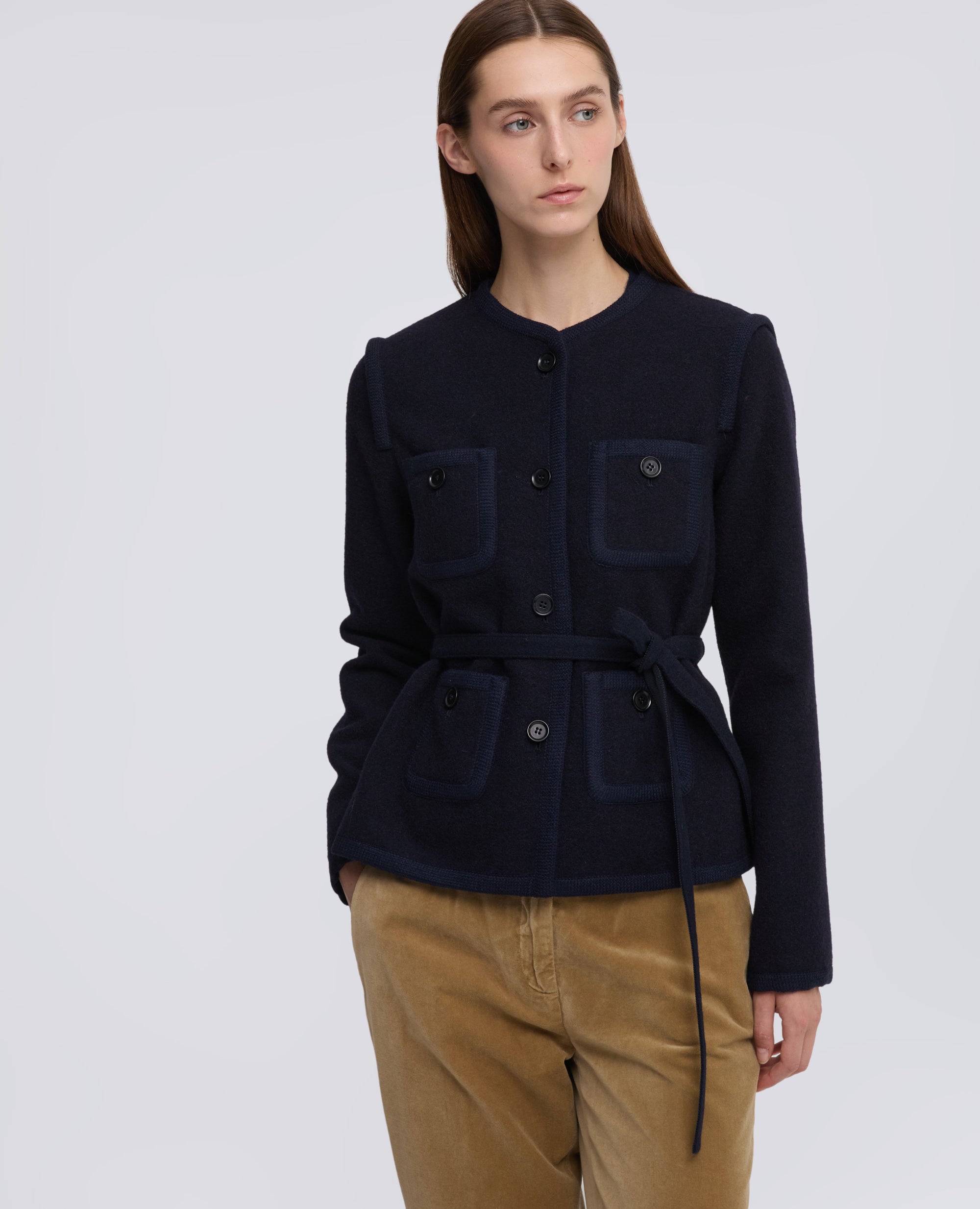 CHAQUETA DE LANA SHETLAND - BLU - ASPESI