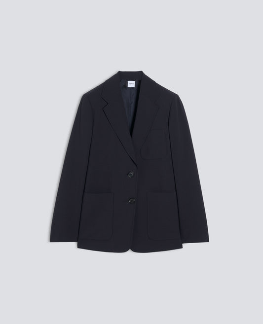 CHAQUETA RECTA DESESTRUCTURADA EN FRANELA DE TECNOLANA COMFORT - BLU - ASPESI