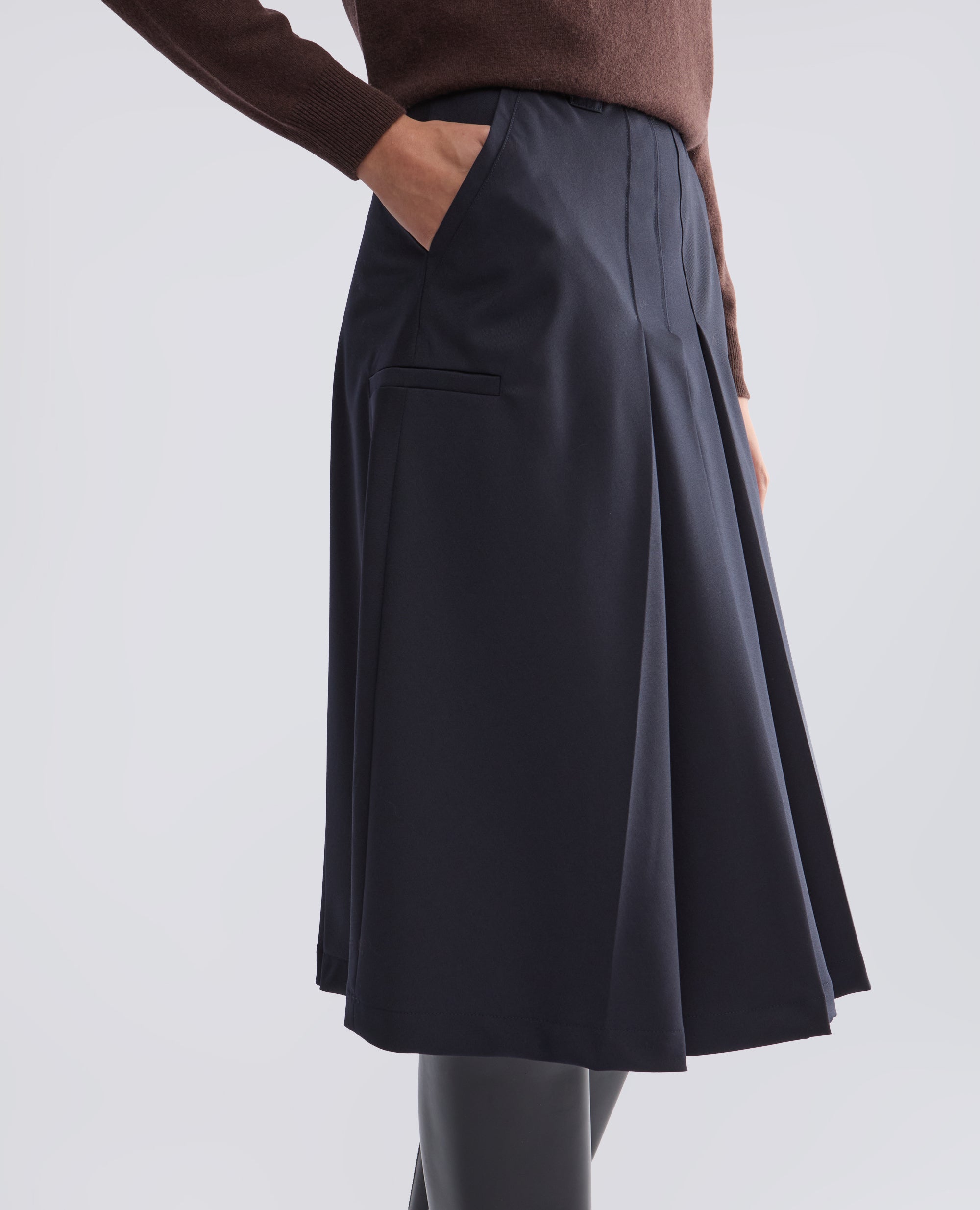 FALDA DE GABARDINA DE LANA VIRGEN - AZUL - ASPESI