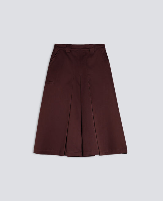 VIRGIN WOOL GABARDINE SKIRT - MARRONE - ASPESI