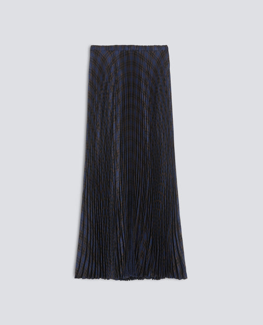 PLEATED MAXI SKIRT IN MODAL WITH CHECK PATTERN - MULTICOLOR - ASPESI