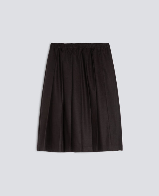 PLEATED WOOL AND CASHMERE FLANNEL SKIRT - MARRONE - ASPESI