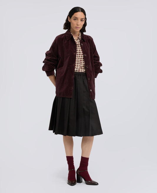 PLEATED WOOL AND CASHMERE FLANNEL SKIRT - MARRONE - ASPESI