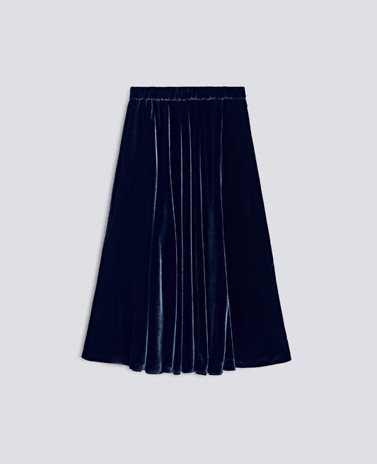 VISCOSE AND SILK VELVET SKIRT - BLU - ASPESI