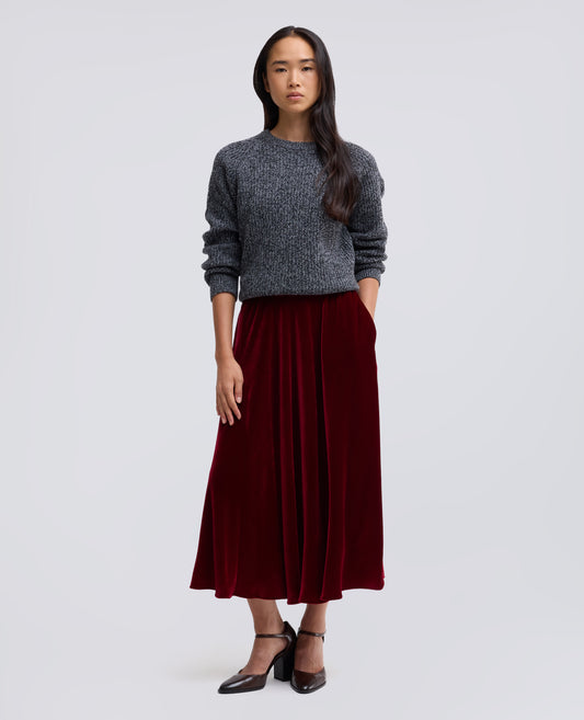 VISCOSE AND SILK VELVET SKIRT - ROSSO - ASPESI