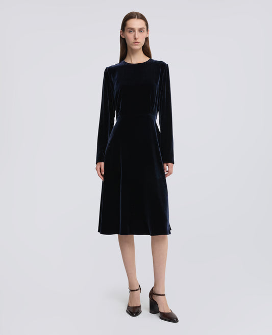 VELVET MIDI DRESS - BLU - ASPESI