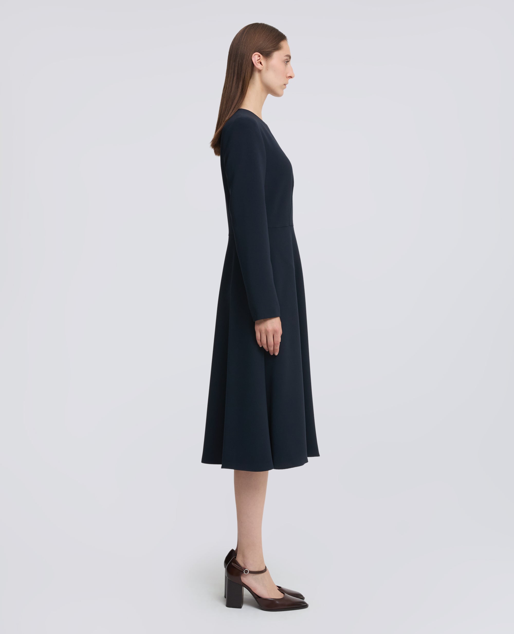 ROBE MIDI EN CREPE CADY - BLU - ASPESI