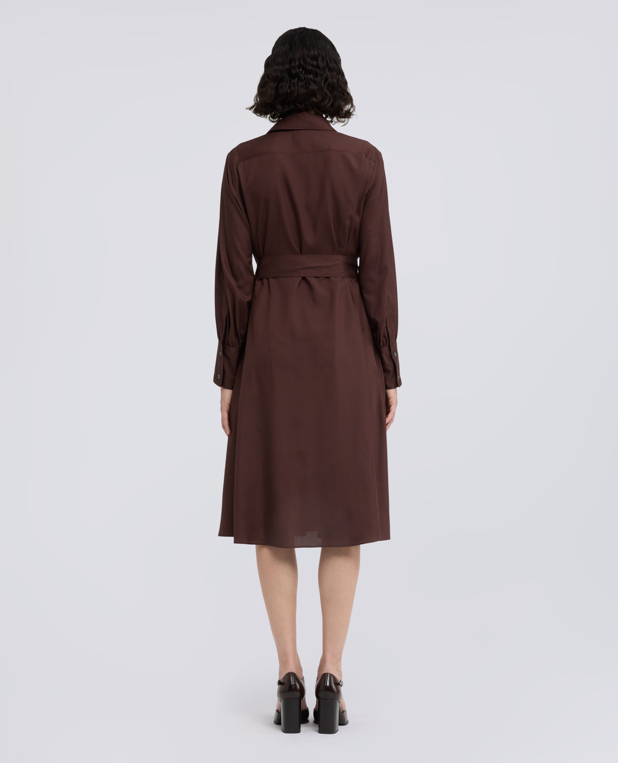 VESTIDO DE POPELINA DE SEDA - MARRON - ASPESI