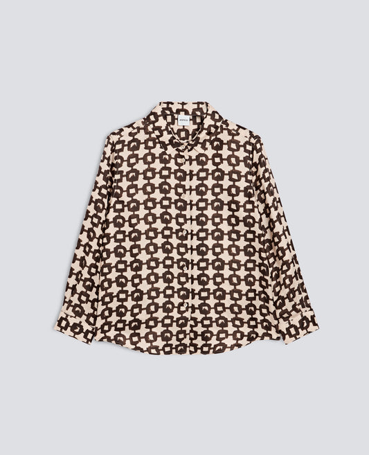 CHEMISE EN SERGE DE VISCOSE ET SOIE IMPRIME - VERDE - ASPESI